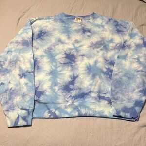 PINK Victoria's Secret Blue and White Tie-Dye Crewneck Sweater